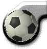 Three views of a soccer ball in a rounded frame with a black border, showing different angles and lighting on the ball's surface.