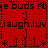 Red background with black text and symbols arranged in a pattern, featuring repeated phrases 'laugh,luv' and star-like asterisks