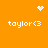 Pixelated orange background with four white 'taylor<3' text icons arranged in a , each with a distinct white pixel-art symbol above it