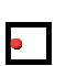 Red shape expands from small rounded form into checkmark within black square frame on gray background.