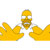 Pixelated yellow character with white eyes and brown beard, arms raised in a V-shape against plain background.