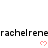 Pixelated text repeats 'rachelrener' with pink heart symbols below, partially obscured by a gray overlay in the lower-right.