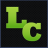 Green pixelated 'L' and 'C' letters on dark checkered background with blue border.