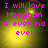 Pixelated text in bright pink reads "I will love Meaghan 4 ever nd ever" over a yellow gradient background with subtle light effects.