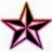 A five-pointed star with a metallic gradient transitioning from dark brown at the center to pinkish-purple at the edges, set against a white background.