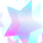 A pixelated star-shaped icon with a gradient transitioning from pink at the bottom to light blue at the top against a white background.