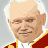 Pixelated contact sheet of Pope John Paul II with text overlays showing birth and death years, displayed in a 3x2 grid layout on gray background.