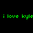 Green pixelated text repeats 'i love kyle' across two horizontal lines on a black background.