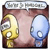 Static pixel art of two stylized mushrooms with a speech bubble above them, set against a brown background.