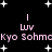 Black background with white stars and pink text reading 'Luv' above 'Kyo Sohma', repeated in two