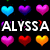 Pixelated heart icons and text display on a black background with a grid layout of six hearts and a central name.