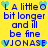 Yellow background with blue pixelated text reading "A little bit longer and I'll be fine" flanked by light blue hearts, repeated twice in a pattern