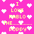 Pixelated pink background with white heart shapes and yellow text reading "I LOVE PABLO THE...... PUPPY" in multiple scattered arrangements.