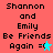 Red background displays text "Shannon and Emily Be Friends Again" with star symbols changing from blue to gray between two identical frames.