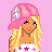 Pixel art contact sheet showing three frames of a pink-themed animated character with star patterns and repeated text elements on a solid pink background.
