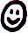 Three pixelated smiley face icons arranged in a contact sheet with varying expressions and slight color artifacts on gray background.