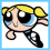 Pixelated cartoon character with yellow pigtails, large blue eyes, and a light pink face in three distinct poses against white backgrounds.