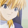 Anime character with blonde hair and blue eyes in a of nine showing varied facial expressions