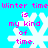 Pixelated cyan background with white snowflake symbols and pink text reading "Winter time is my kind of time." repeated in a