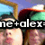 Two pixelated figures with head coverings, one in green and red, the other in white, overlaid with text banners.