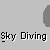 Animated sequence of a yellow-clad figure performing skydiving actions with white parachute deployment, set against gray background.