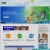 Pixelated static image showing a blue and green webpage layout with three circular icons below, each in orange, green, and blue hues.
