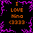 Black background with orange text reading "I LOVE Nina <3333" repeated in four quadrants, framed by jagged purple border.