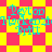 Pixelated cyan text reads "Peyton Manning Britt" over a yellow and pink checkered background with diamond-shaped patterns.