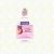 A static pixelated image shows a pink bottle with a dark cap and a small brown object above it on a light background.