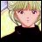 A 48x48 pixel buddy icon featuring a split composition with an anime-style character on the left and stylized text on the right, displayed as part of a contact sheet.