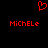 Red pixelated heart symbol above two instances of the name "MICHELE" in red block letters on a black background.
