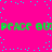 Bright pink background with scattered cyan dots and green pixelated text repeating 'PEACE OUT' across two horizontal bands.