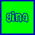 Two side-by-side pixelated text icons displaying 'gina' with contrasting color schemes and outlines.