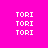 A static image with a bright pink background displays the word 'TORI' repeated in white pixelated text across four yellow rectangular bars arranged in two and