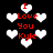 Black background with white heart shapes and red text reading "I Love You Kyle" in pixelated font.