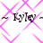 Pixelated text ~ Kyle ~ appears on a pink diamond-patterned background with four identical instances arranged in two
