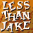Animated contact sheet of Less Than Jake band members with text elements in a 3x3 grid layout, showing pixelated faces and stylized branding on orange backgrounds.