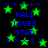 Pixelated green stars and blue text reading 'KALI LOVES STAR' on a black background with scattered X symbols.