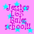 Pixelated text 'Jessica L6X Gale school!!' on pink background with cyan stars, animated star movement.