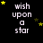 Black background with white text 'wish upon a star' repeated in a , yellow stars scattered around, some stars animated to change position across frames