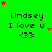 Green background with repeated text "Lindsey I love u <33" and scattered stars in red, brown, green hues.