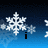 Pixelated snowflakes on blue gradient background with changing text below: 'i', then 'love', then 'christina' in black lowercase letters.
