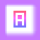 Two square frames with white backgrounds on a purple backdrop, each containing a stylized letter A with gradient borders transitioning from pink to blue.