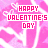 Pink and white pixelated pattern with 'HAPPY VALENTINE'S DAY' text repeating across the image in varying colors.
