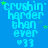 Blue background with repeated light blue text 'crushin' harder than ever' and '♥33', green stars scattered across the image.