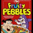 Pixelated image of a Fruity Pebbles cereal box with characters and text, split into four quadrants on red and gray backgrounds.