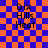 Pixelated text 'Dix Hills Heat' on orange and blue checkered background with animated overlay in top-right and bottom-right quadrants