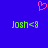 Blue background with pink pixelated heart above two identical green pixelated text strings reading 'Josh<8' on either side.