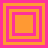 Four orange and pink square frames arranged in a , each containing nested squares with alternating color layers