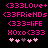 Pixelated pink text and heart symbols on black background, with two identical side-by-side layouts showing variations in the bottom of hearts